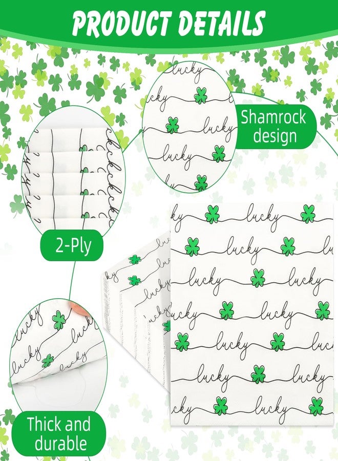 AimFun 100Pcs ‌St Patrick's Day Shamrock Paper Napkins - 6.5 Inch Disposable Green Lucky Clover Party Napkins for Irish Holiday, Baby Shower, Birthday & Spring Celebrations - Image 3